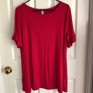 Red Tunic Top with Flowy Sleeves